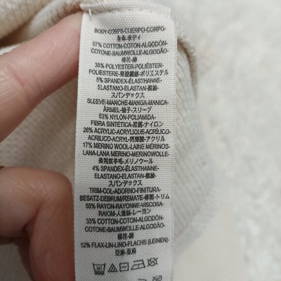 Free People We the Free Women Art School Cuff V-Neck Thermal Shirt Cream Size M - Picture 9 of 10